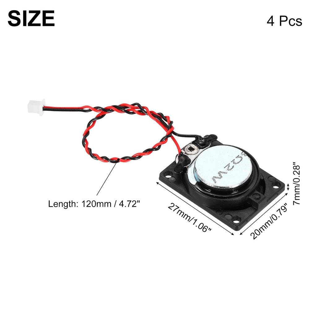 Uxcell 4 шт. 2 Вт 8 Ом Маленький динамик Металлический корпус Квадратный Внутренний Микро Магнитный динамик 120 мм Мини динамик с Клеммным проводом для DVD EVD Мультимедиа