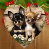 Heart-shaped Wooden Sign with Adorable Chihuahua Pattern - Unique Round Ornament for Front Door, Wall Hanging Decor - Ideal Home Hanging Decoration