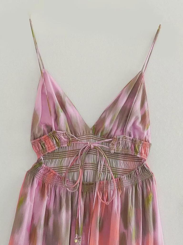 Женское праздничное платье миди с принтом 2023 года на подтяжках