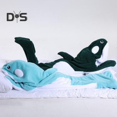 Спальный мешок в форме кита, мягкая фланель, кемпинг, семейные прогулки и ночевка, носимое одеяло для взрослых и детей, комбинезон с капюшоном для косплея