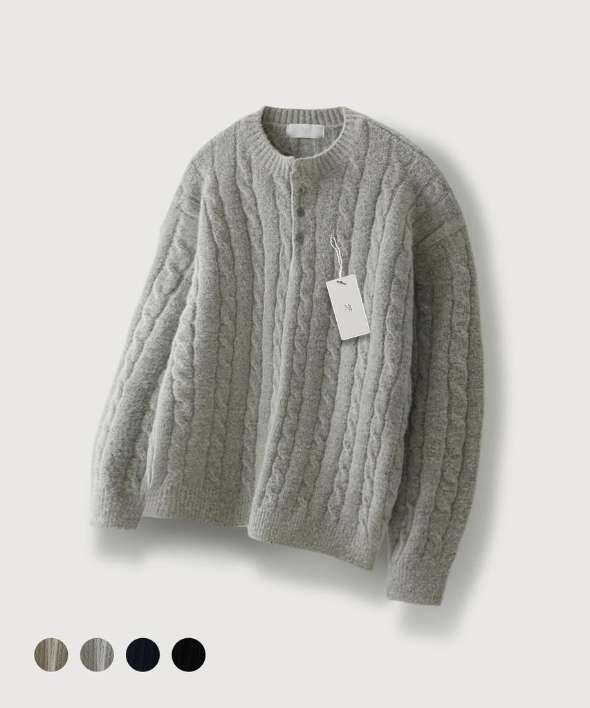 MOOD INSIDE Cable Knit Henley Neck Knit_4 Colors