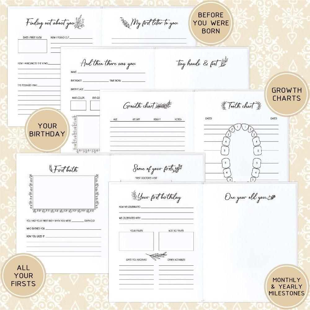 Photo Inserts Baby Milestone Book Simple Design Pregnancy Memory Record Baby Memory Book Keepsake