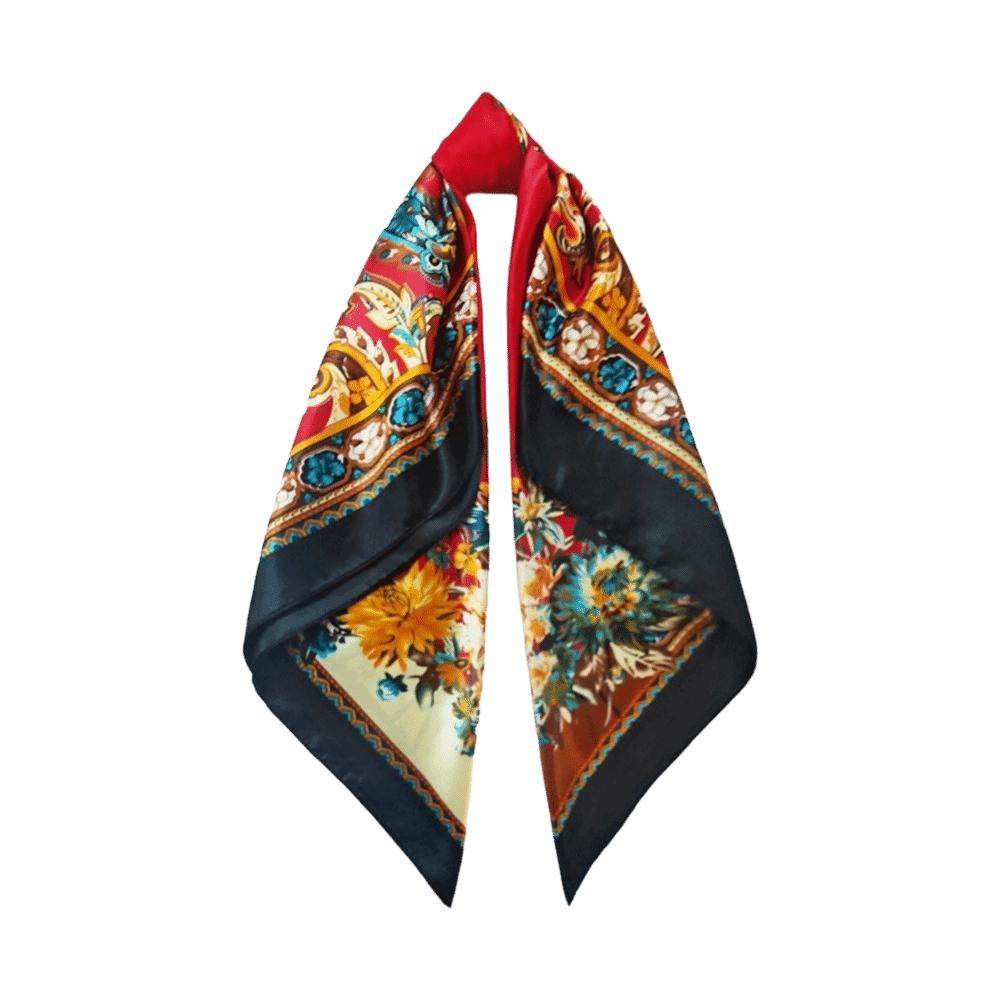 Floral Printed Women's Scarf Bohemian Neckerchief Hijab Silk Scarf Square Shawl Sunscreen Cover