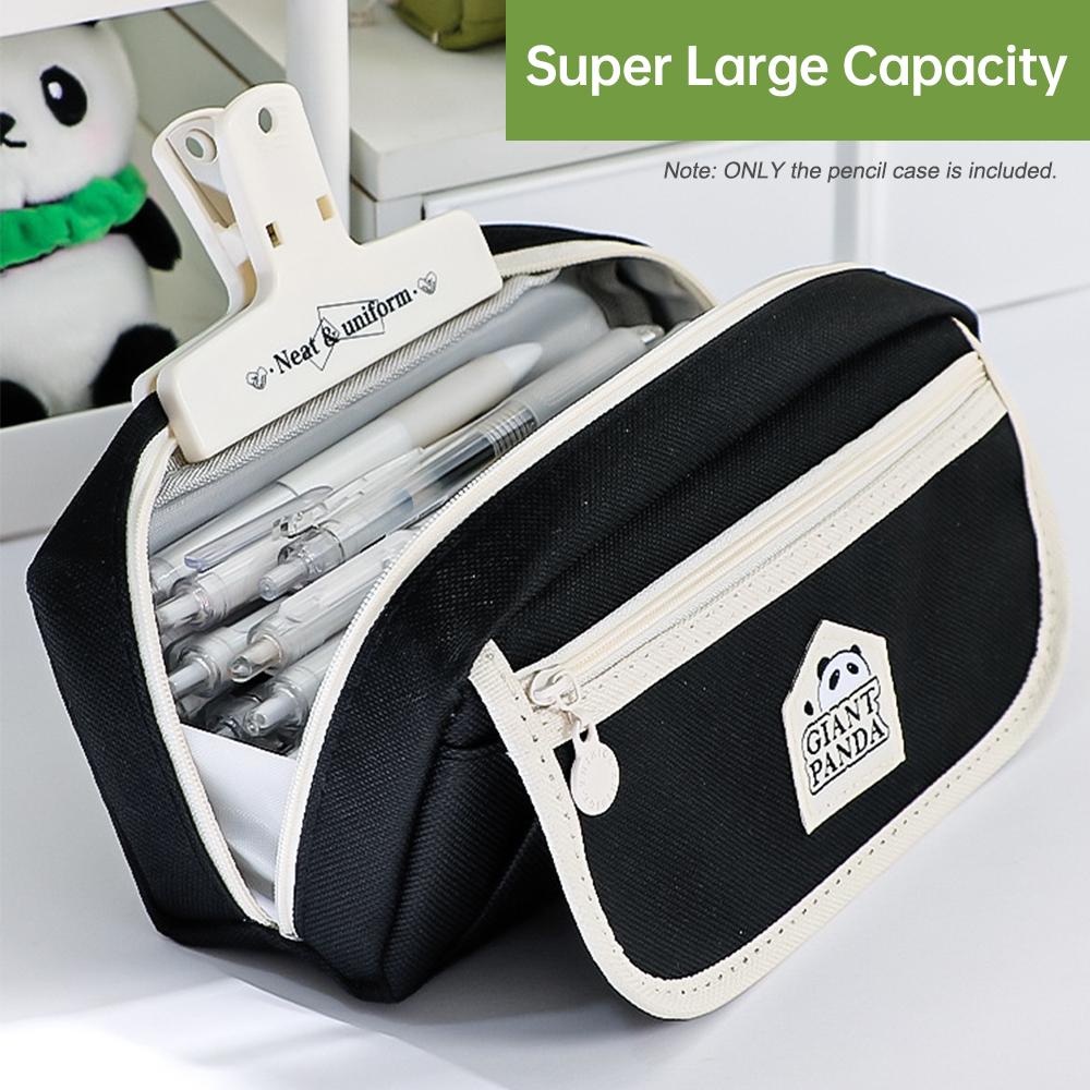 Cute Panda Pencil Case Large Capacity Pencil Pouch 3-Layer Durable and Easy To Clean Zipper Pocket