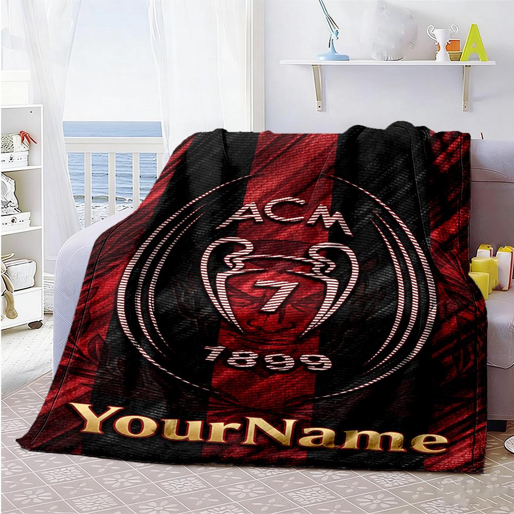 Ac Milan Customize Text Blanket Throw Customizable Blanket Soft Warm Cozy Versatile for Chair Seaside Nap Livingroom for All Occasions
