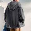 Men's Hooded Cardigan Sweatshirt - 2022 Autumn/Winter, Solid Color, Trendy Loose Fit, Sports Style, with Zipper.