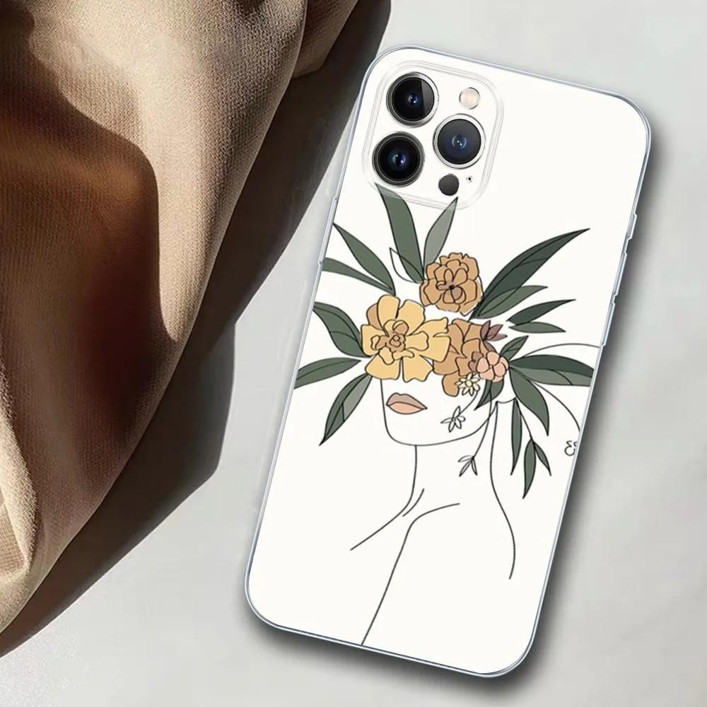 Чехол для мобильного телефона Apple IPhone15ProMax Line Art Girl Чехол для мобильного телефона Hair Painting Anti Drop Huawei Three