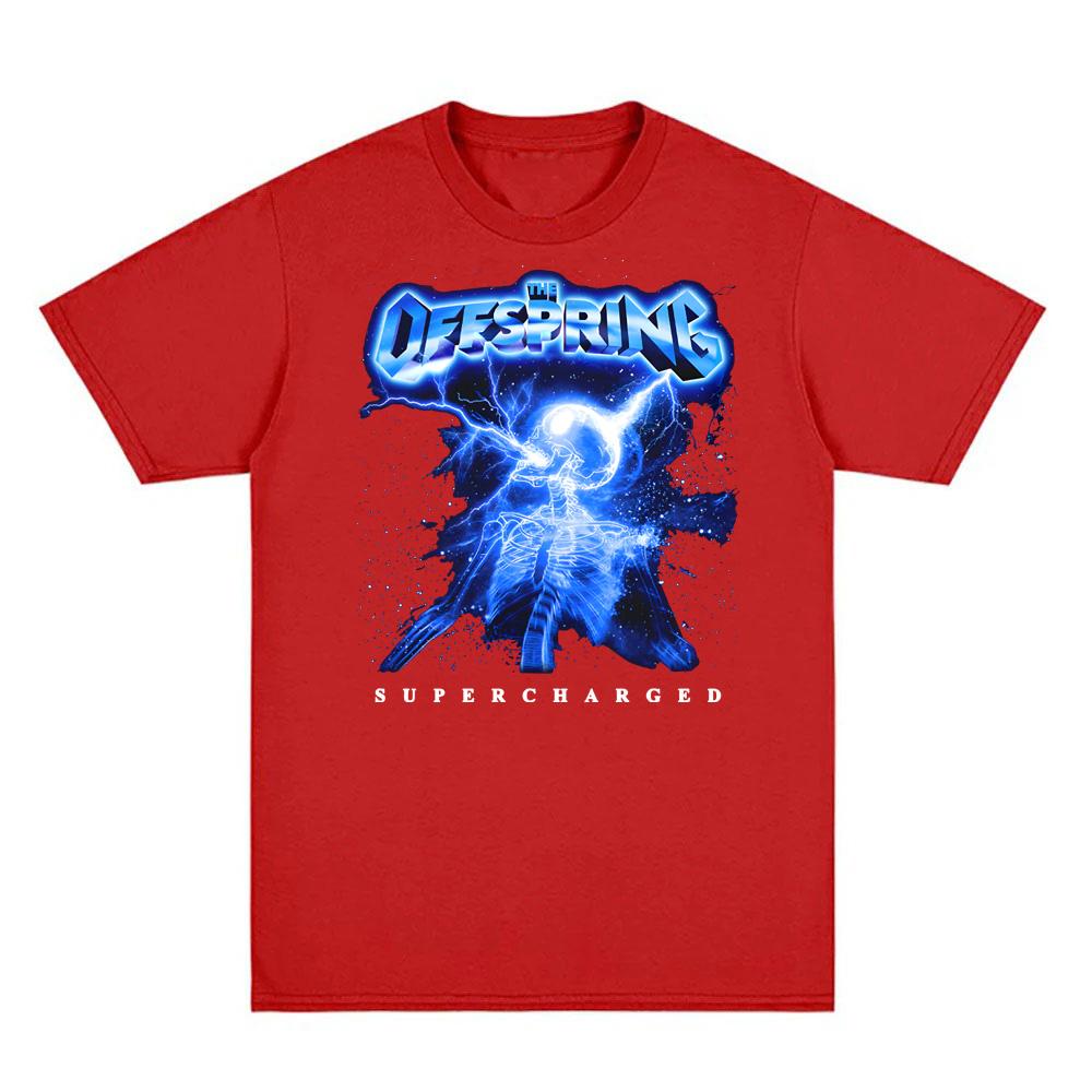 Supercharged Skeleton 2025 New TEE The Offspring Grunge BAND Tee-shirt Summer Hip Hop Short Tshirt 100%Cotton High Quality Tees
