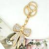 Women Rhinestone Bow Keychain Sparkling Bow Bag Charm Faux Crystal Key Chain