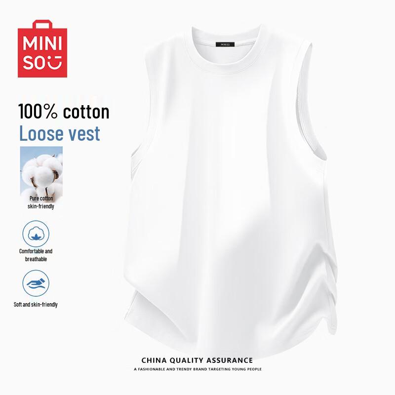 MINISO Мужская базовая майка из чистого хлопка без рукавов