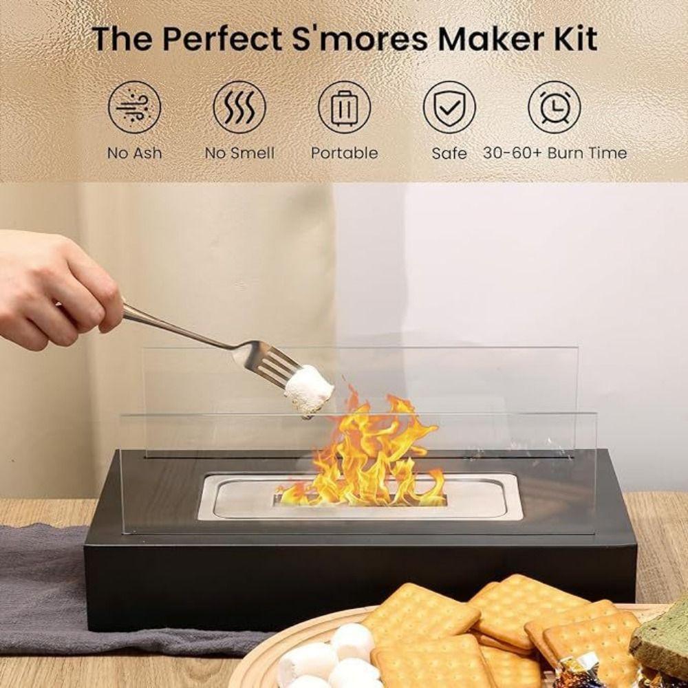 Safer Tabletop Fire Pit Smokeless Portable Smores Maker Small Ethanol Fireplace Housewarming