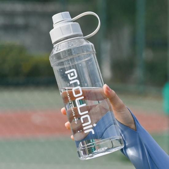 Бутылка для воды спортивная 1000 мл с ручкой, большая емкость, герметичная чашка-шейкер, портативная посуда для питья, прозрачная, для улицы, бега, велоспорта, путешествий