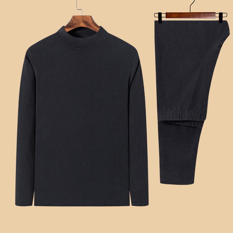 Мужской комплект термобелья из немецкого бархата - утепленный топ с длинными рукавами и брюки для зимы и осени