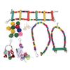 17Pcs Bird Cage Hanging Toys Parrot Swing Standing Chewing Hanging Toy with Hammock Hanging Ladder