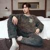 Men's Winter Flannel Pajamas - Thick Plush Coral Fleece Long Sleeve Set