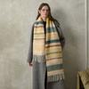 Дизайнерский шарф Saturn в полоску из 20% шерсти, зимний женский утолщенный клетчатый шарф из искусственного кашемира