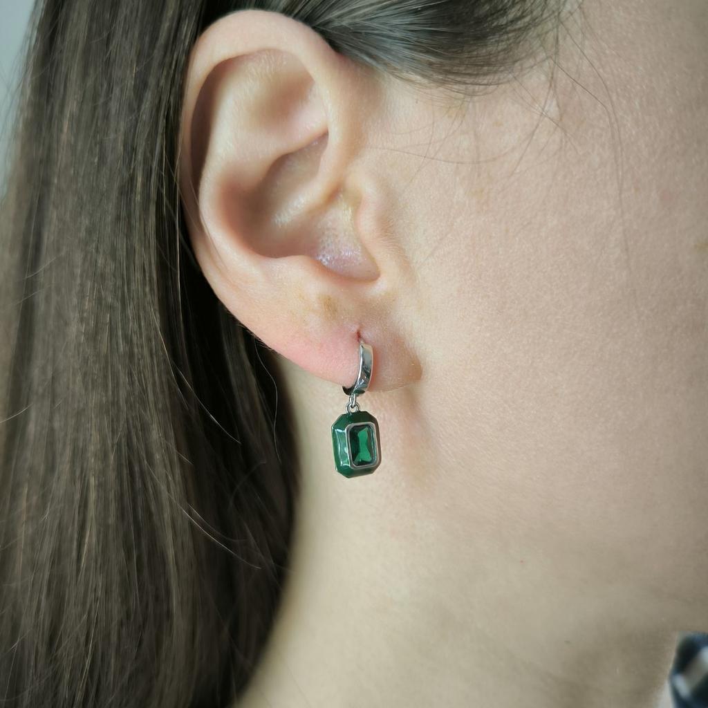 Серебряные серьги с фианитами, емаллю (60002243)