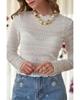 White Knit Jacquard Slim Fit Top