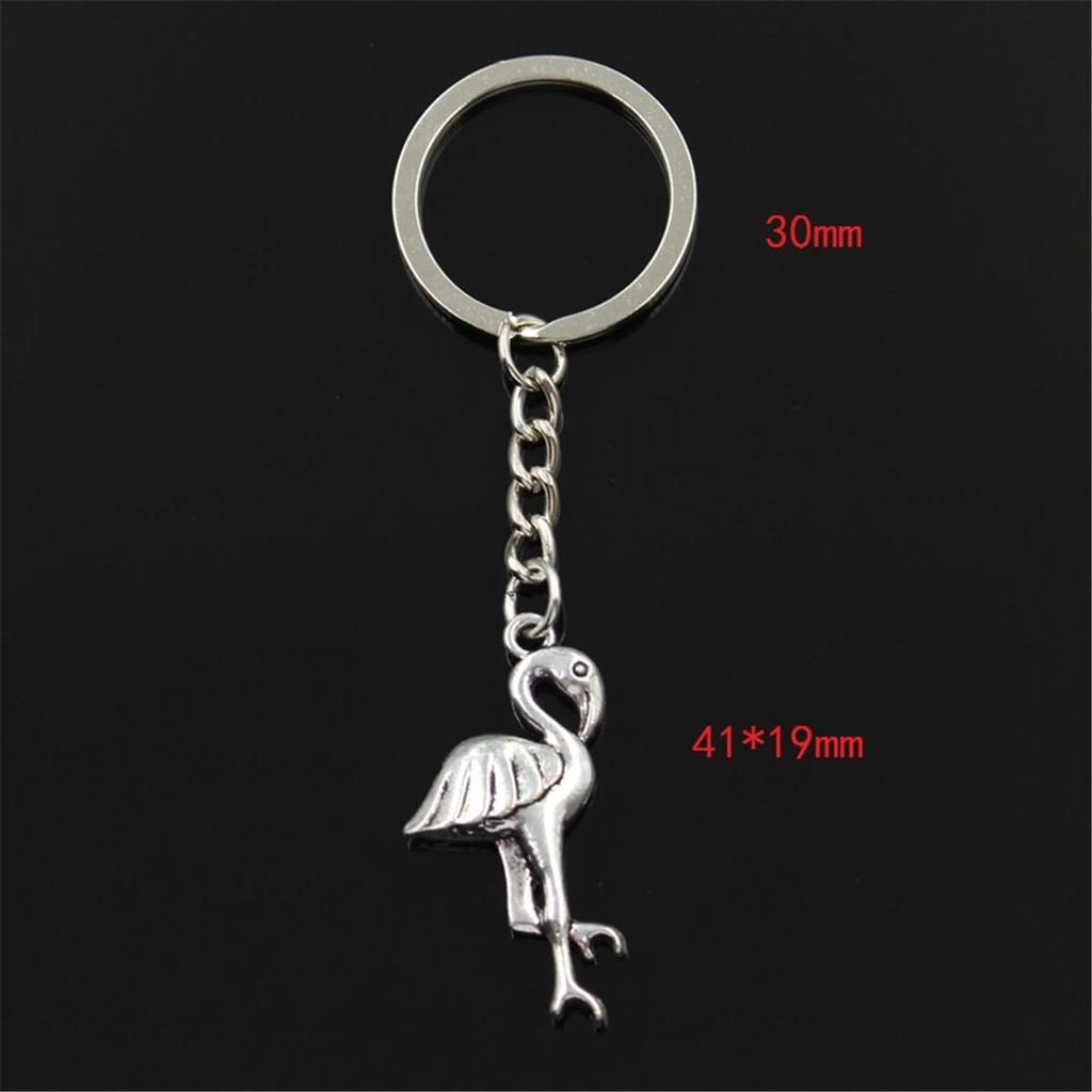 Модный одиночный стенд кран Фламинго 41x19 мм кулон 30 мм брелок для ключей серебряный цвет мужской автомобильный подарочный брелок