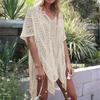 2022 New Arrivals Sexy Beach Cover Up White Crochet Robe De Plage Pareos for Women Swim Wear Saida De Praia Beachwear Coverups Q206