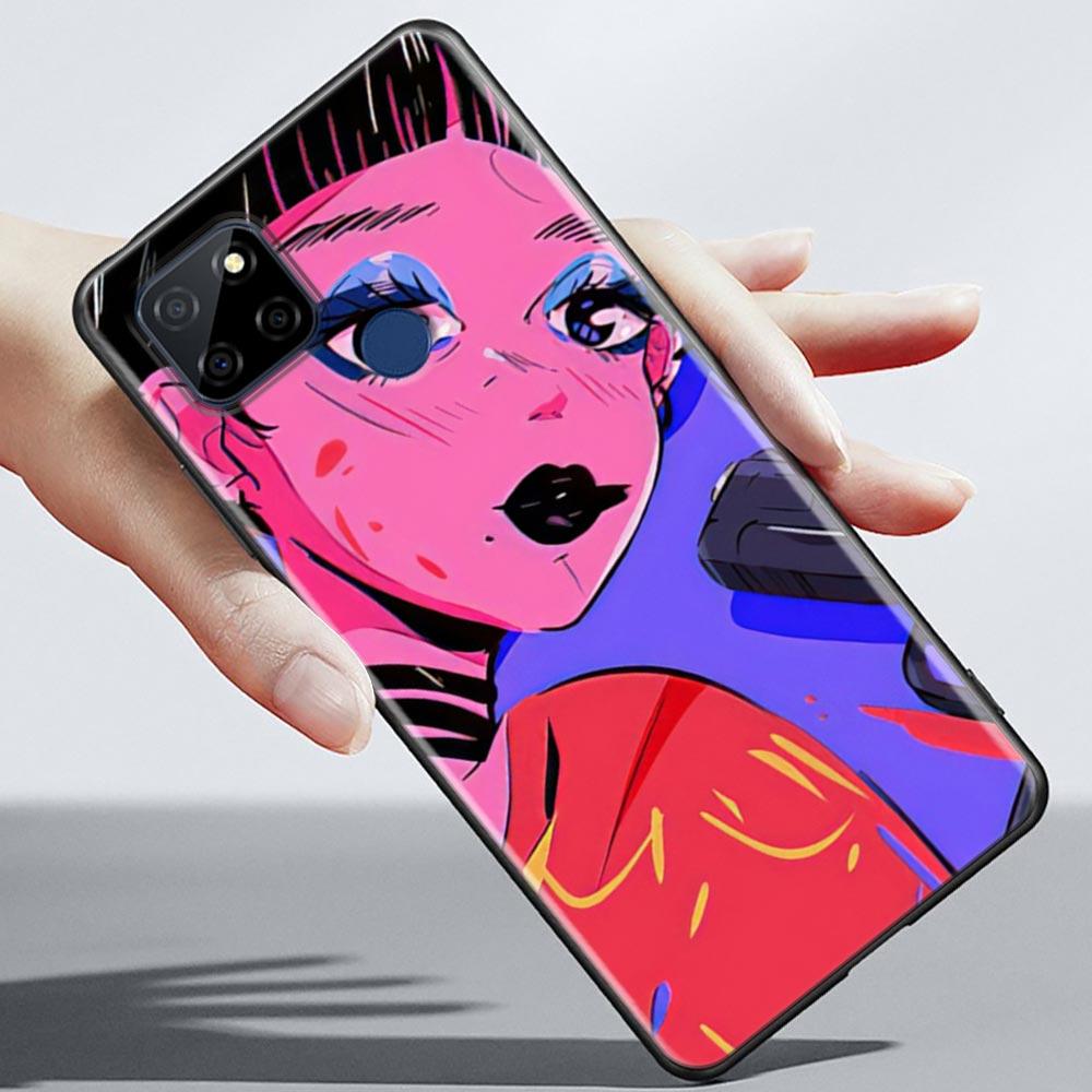 Супер милый чехол для телефона с аниме для девочек для OPPO Realme 5 6 7 7i 8 8i 9 9i V25 F9 F17 F19 5G 4G Pro Narzo Speed, черный мягкий чехол, Чехлы