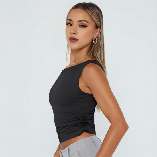 Женский жилет с косым воротником, пуловер без рукавов, однотонный, приталенный, с асимметричным вырезом, камзол