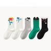 5 Pairs of Female Trend New Sweat Absorbing Cartoon Cute Tube Socks