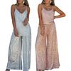 Women Sequin Two Piece Outfit Scoop Neck Sleeveless Cami Top Wide-leg Pants Set Evening Party Dressy Suit