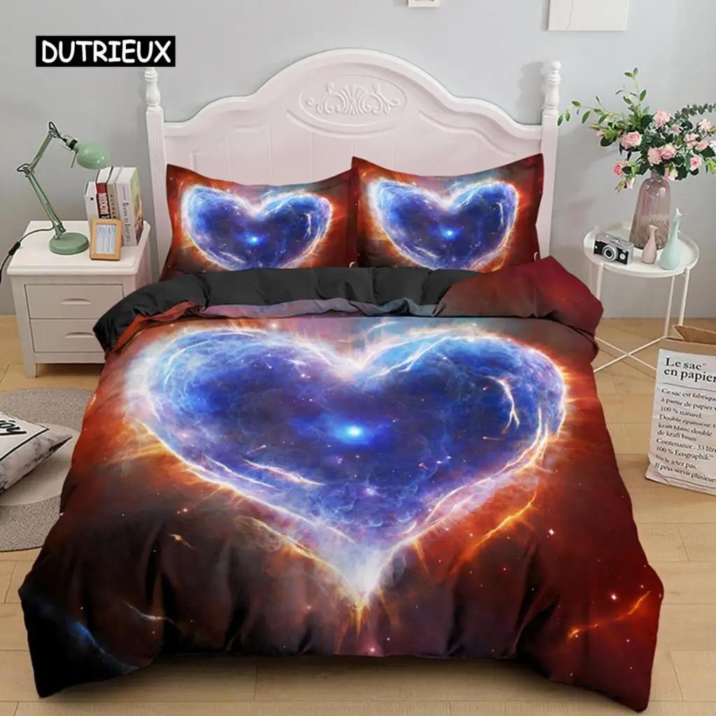3D Love Heart Пододеяльник Микрофибра Роскошный Романтический Тематический Комплект Постельного Белья King Queen Для Пары Декор Спальни ко Дню Святого Валентина