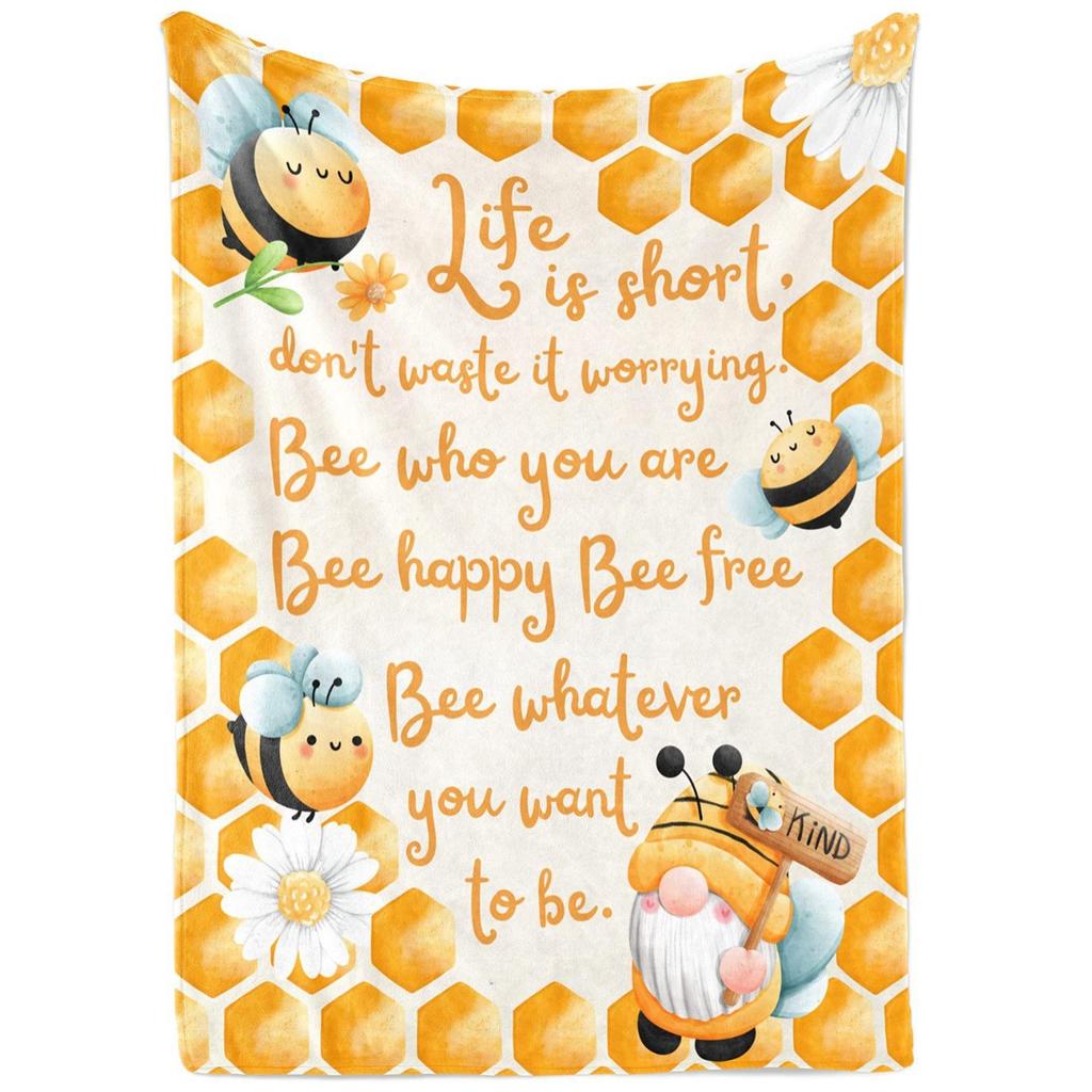 Фланелевый плед Плед для сна Плед с принтом пчел Четыре сезона Супермягкий Офисный плед Плед для дивана