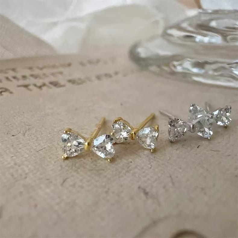 S925 Sterling Silver 18K Gold-Plated Bow Stud Earrings - Elegant High-Quality Design for Women