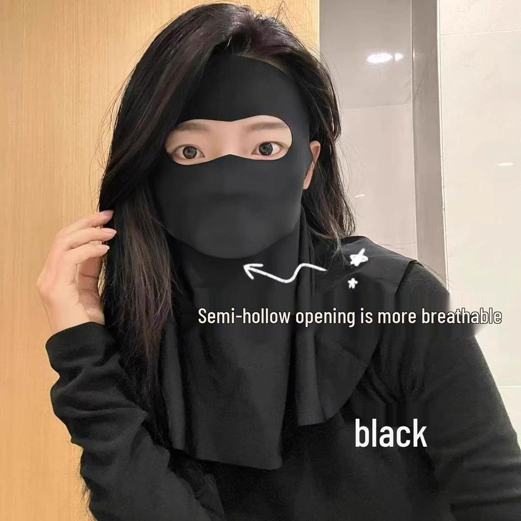 Women's Full Face Anti-UV Facekini with Neck Protection - Summer 2025 Ice Silk Sunshade Mask