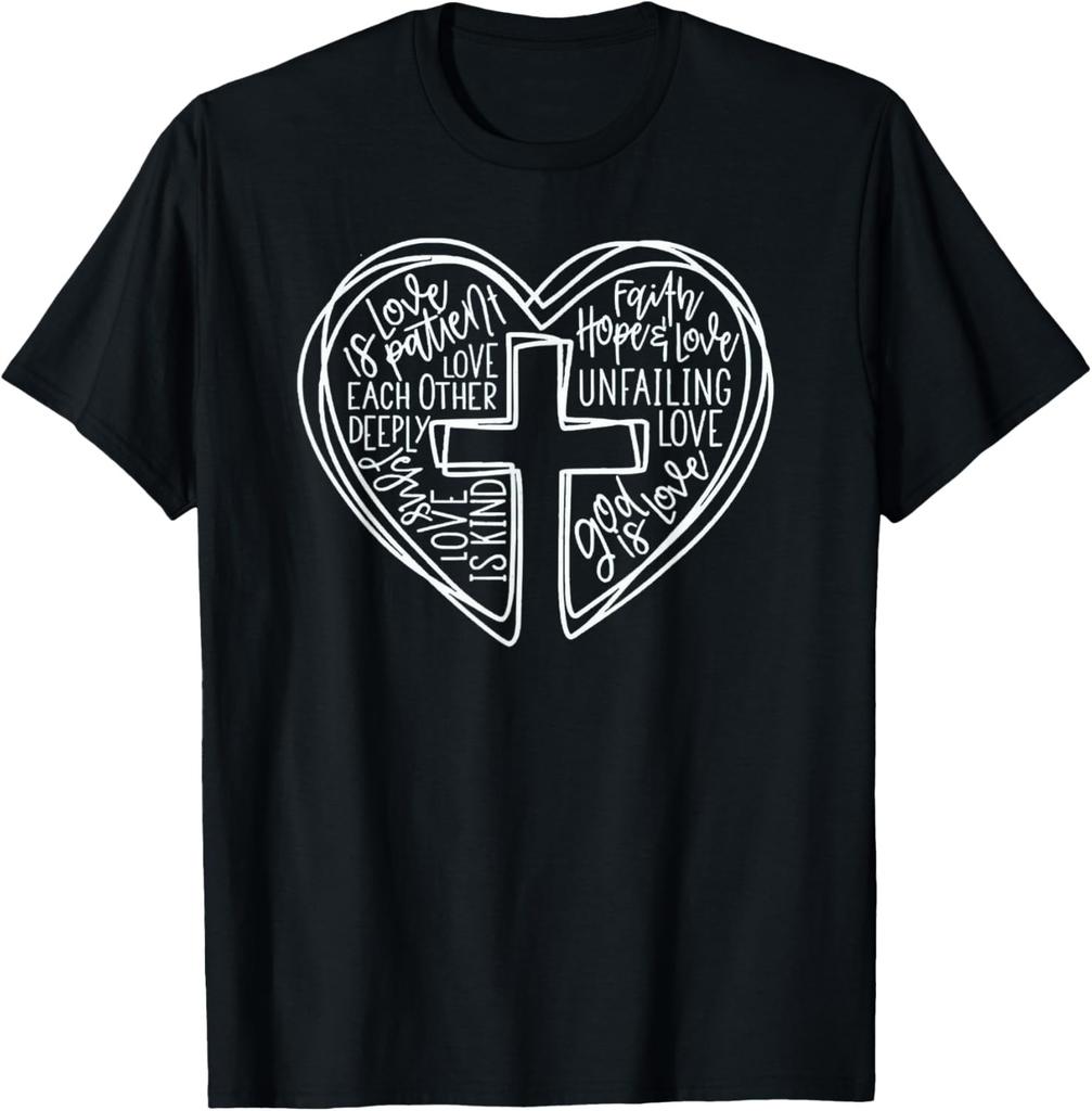 Easter Christian Heart Shirt Jesus is Love Word Heart Cross T-Shirt