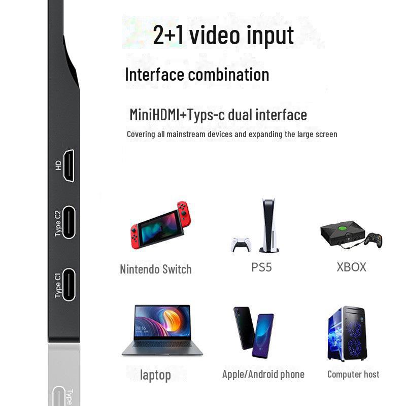 15,6-дюймовый портативный игровой монитор 1080P для Switch/Xbox/PS5/ПК/мобильных устройств