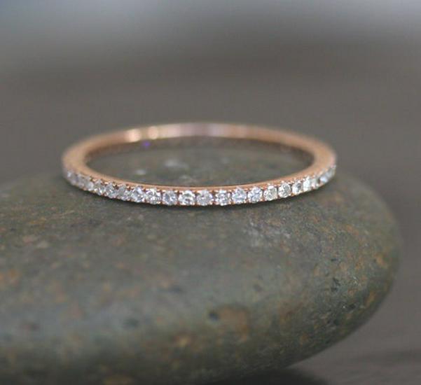Кольцо-дорожка с бриллиантами с покрытием из розового золота для пар - Женский стиль, пользующийся высоким спросом