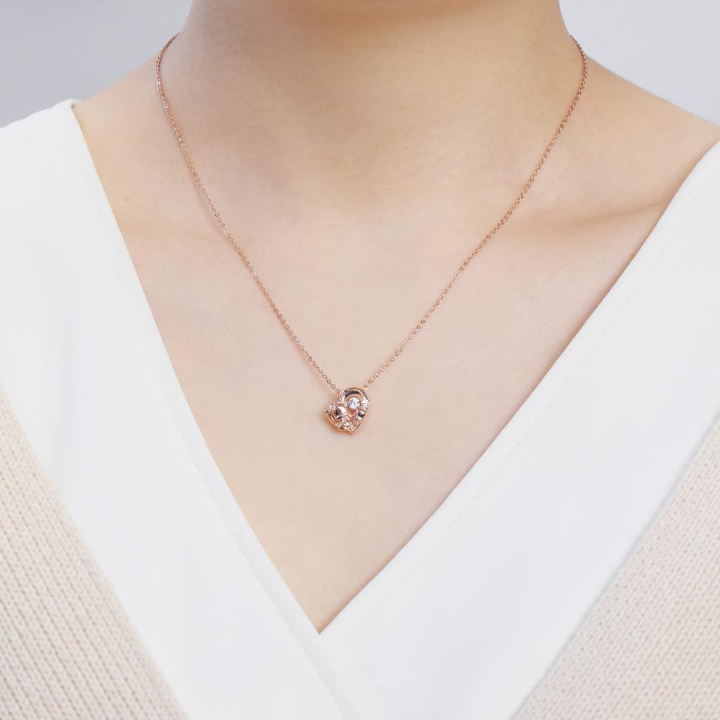 Pochacco Sanrio Sanrio Characters Dancing Stone Necklace Pendant Open Heart Pink Gold Silver 925 Cubic Zirconia [White Clover] SAPOC-N005PG