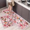 1Pcs Anti Fatigue Kitchen Rugs,Chic Floral  Print Waterproof Non-Slip Thick Cushioned Kitchen Mat Heavy Duty Comfort Standing Mat for Kitchen