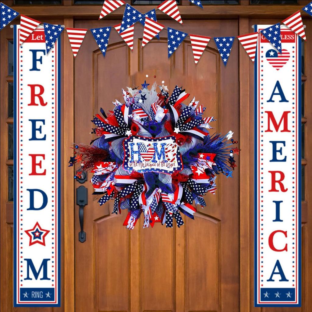 3D Гирлянда с флагом ко Дню независимости Домашнее украшение фасада Подвесной кулон для двери