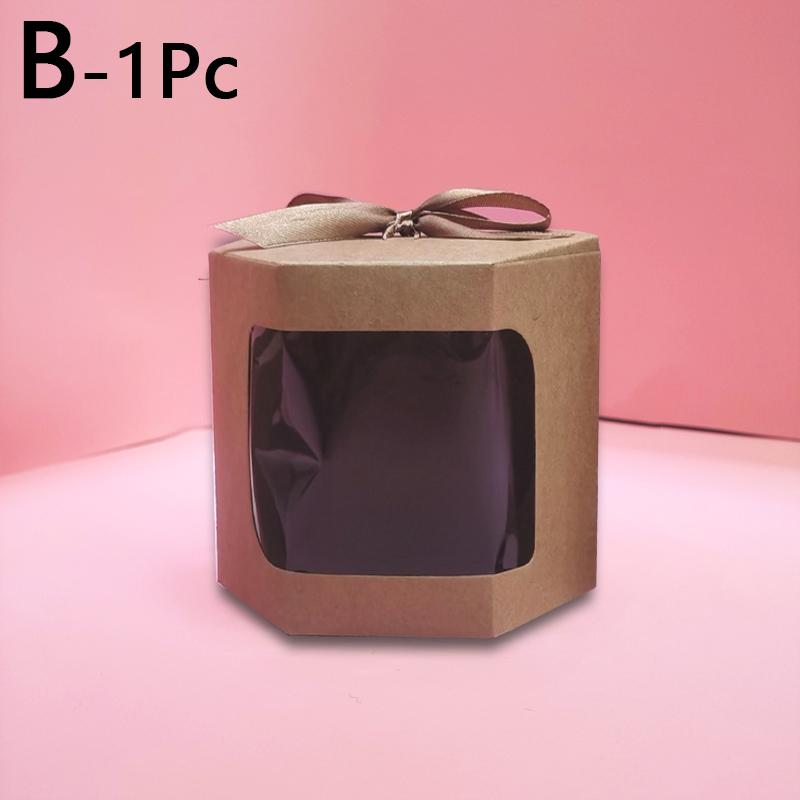1 шт., подарочная коробка из крафт-бумаги с окном, свадебные сувениры, печенье, конфеты, рождественский подарок, упаковка, украшения для дня рождения, вечеринки
