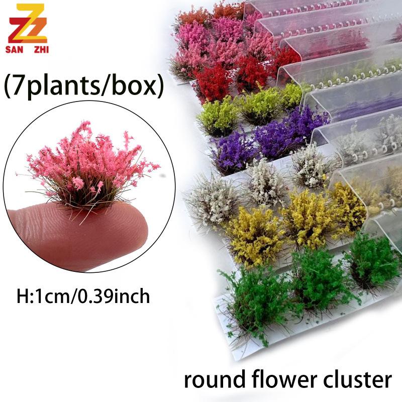 Miniature Seven-Colored Flower Grass Clusters for DIY Model Scenery