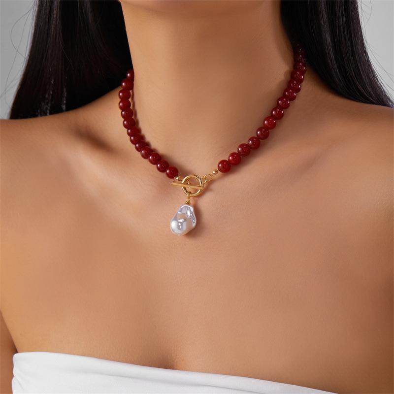 Нишевое высококачественное жемчужное ожерелье женское неправильные бусины жемчуг в форме капли воды OT-застежка цепочка на шею