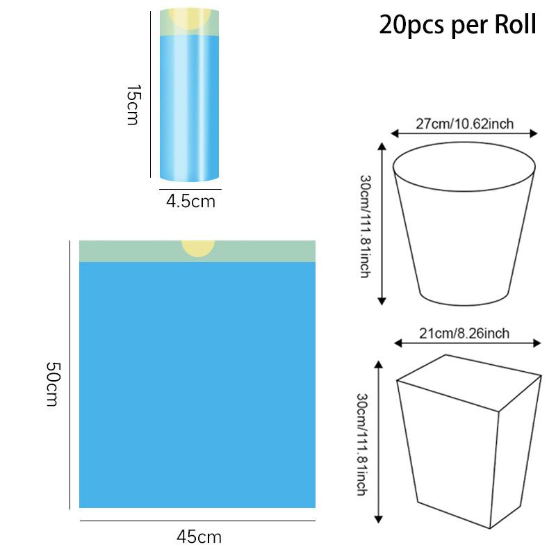 1/5 Rolls Disposable Dustbin Bag Household Large Capacity Trash Bag Kitchen Bathroom Portable Cleaning Big Plastic Bag