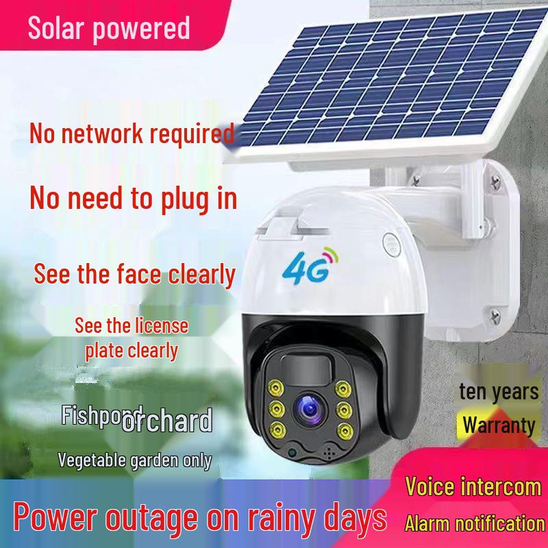4G Solar-Powered Surveillance Camera with Data Plan, Network-Free, Remote Mobile Monitoring, HD 500W, Waterproof for Outdoor Use