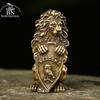 Antique Bronze Welcome Shiled Lion King Statue Home Feng Shui Decorations Lucky Copper Owl Miniature Figurines Table Ornaments