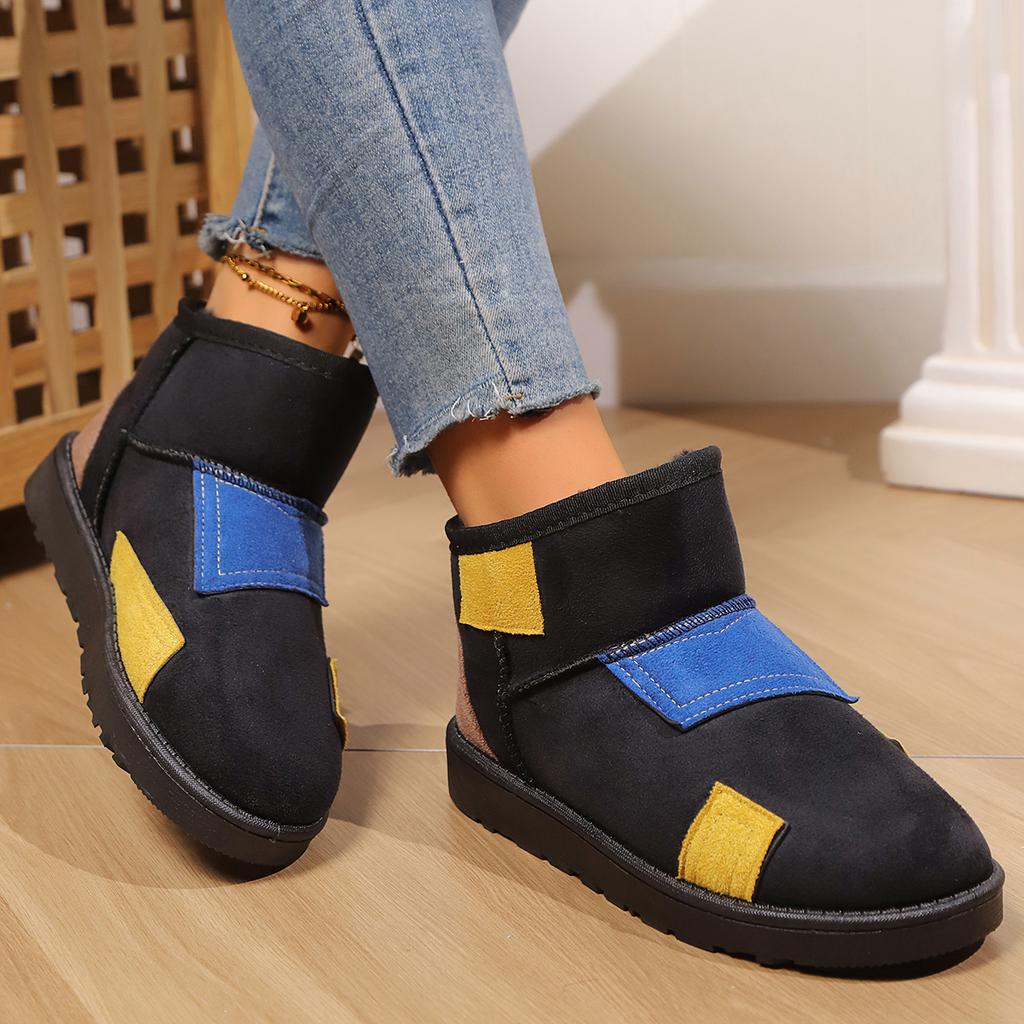 Brand Mix Color Snow Boots Women 2025 Winter Comfort Flat Heel Non Slip Ankle Boots Warm Short Plush Slip On Shoes for Woman