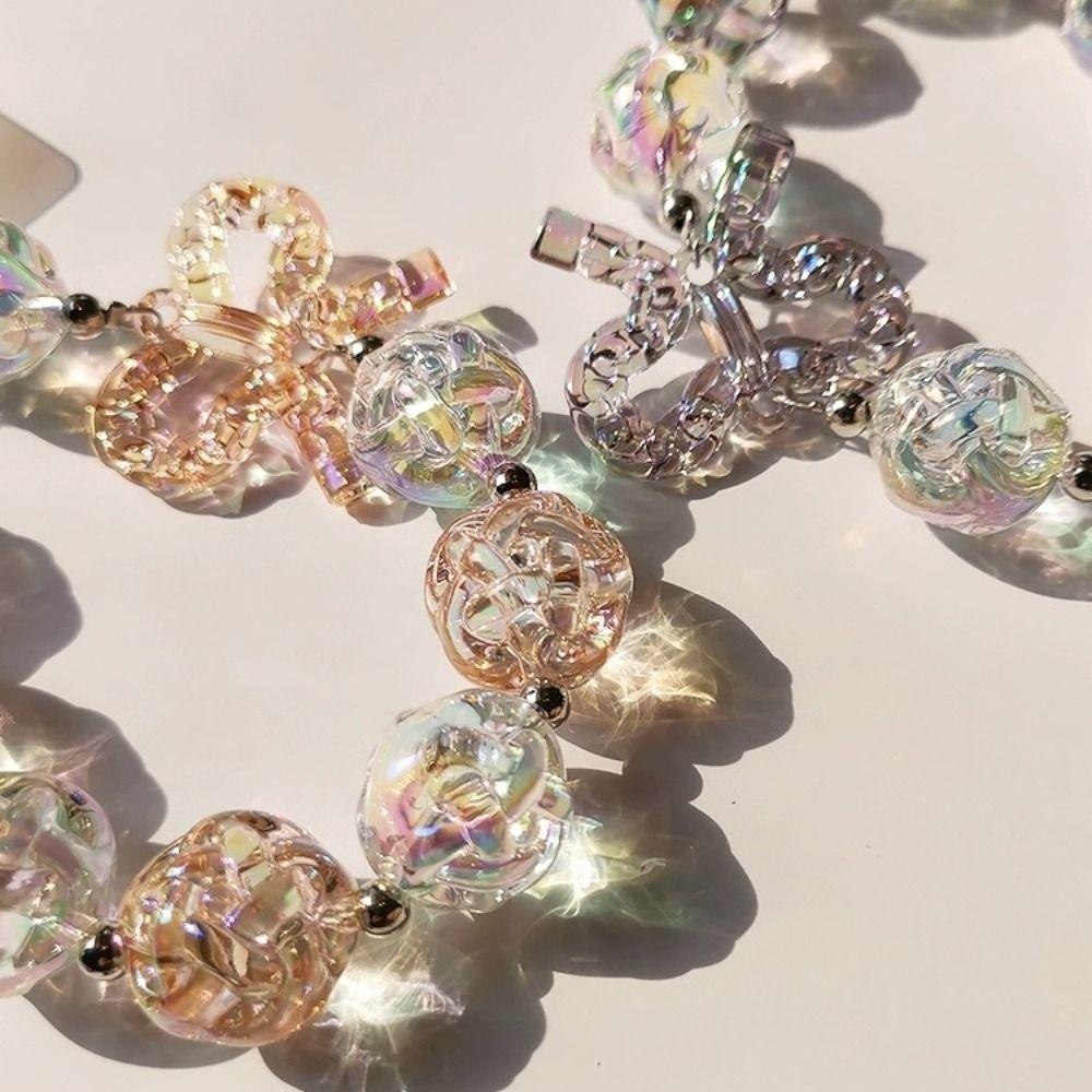 Подвеска-брелок для сумки из бисера, цепочка для телефона, подвеска из неправильных прозрачных бусин, милый брелок-конфета, украшение для ключей