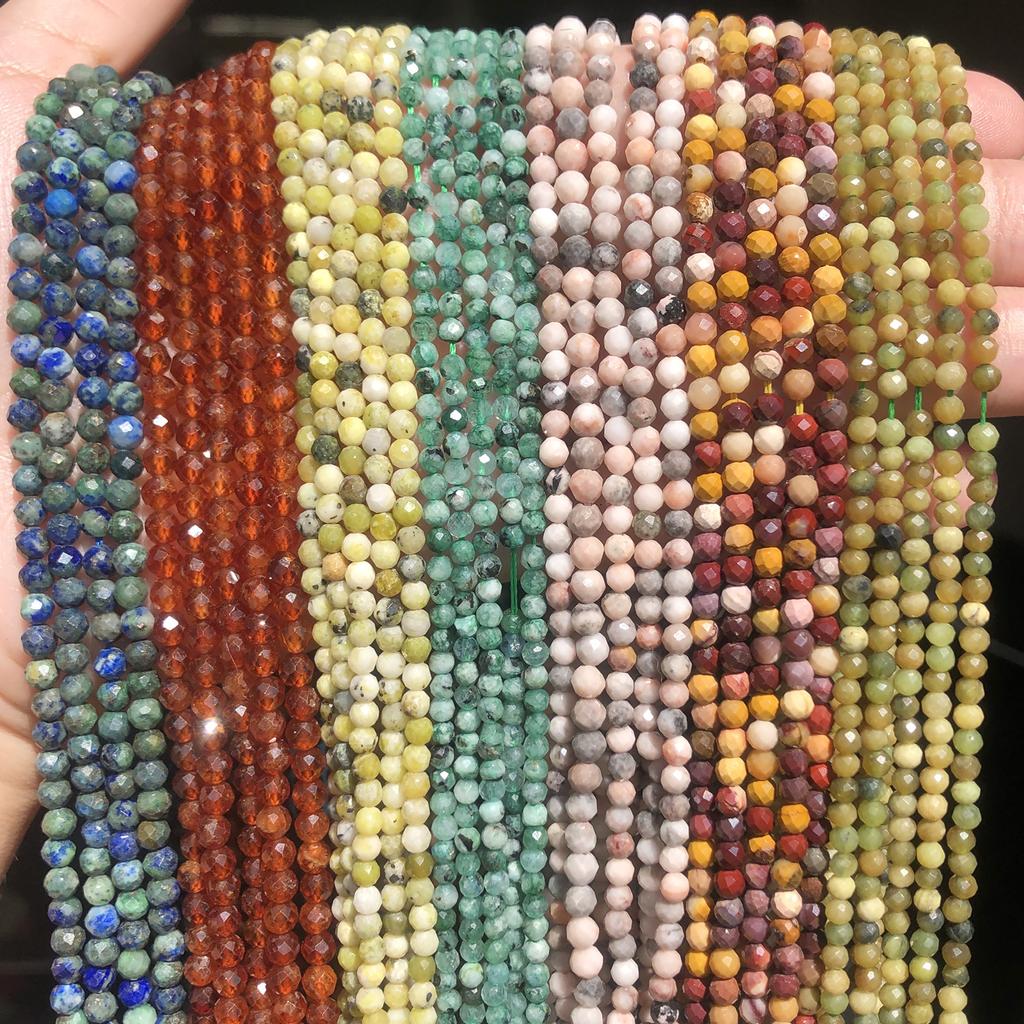 Маленькие натуральные красные рубиновые бусины круглые 2 3 4 мм граненые каменные бусины для изготовления ювелирных изделий ожерелье браслет аксессуары своими руками