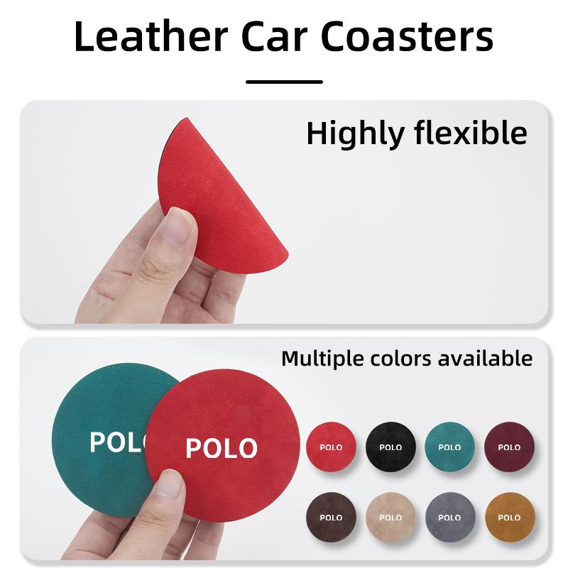2Pcs Car Mounted Sheepskin Water JRHS4UJ Cup Pad Anti-skid Slot Pad For VW Polo T5 Passat b6 Tiguan Scirocco Sagitar Touareg Touran