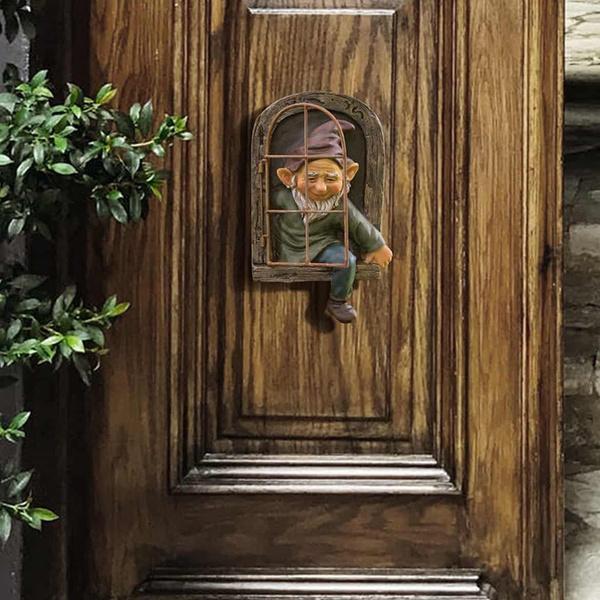 3D украшение в виде гнома, статуя гнома в саду, украшение интерьера, настенные украшения, уличный сад, подвеска в виде дерева