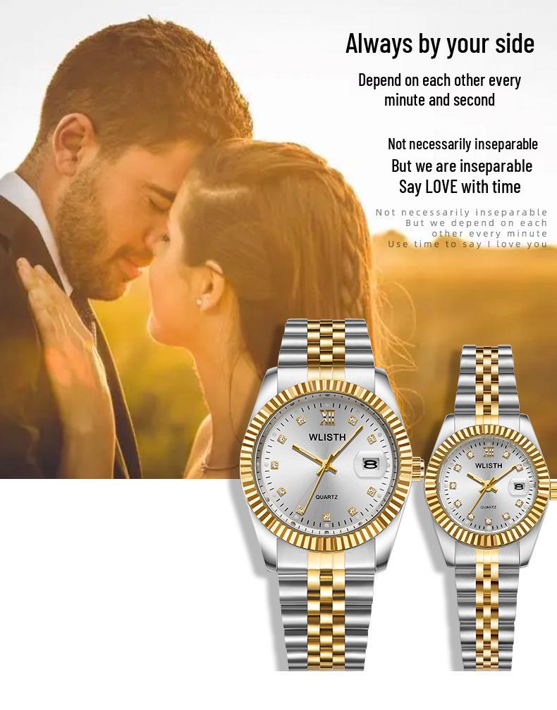Водонепроницаемые кварцевые парные часы Wolis - Элегантные мужские и женские наручные часы